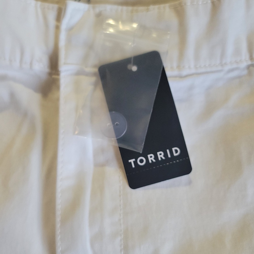 NWT Torrid Belle Isle Trouser Women 22 White Wide Leg Ankle Cloud Dancer - Picture 9 of 12